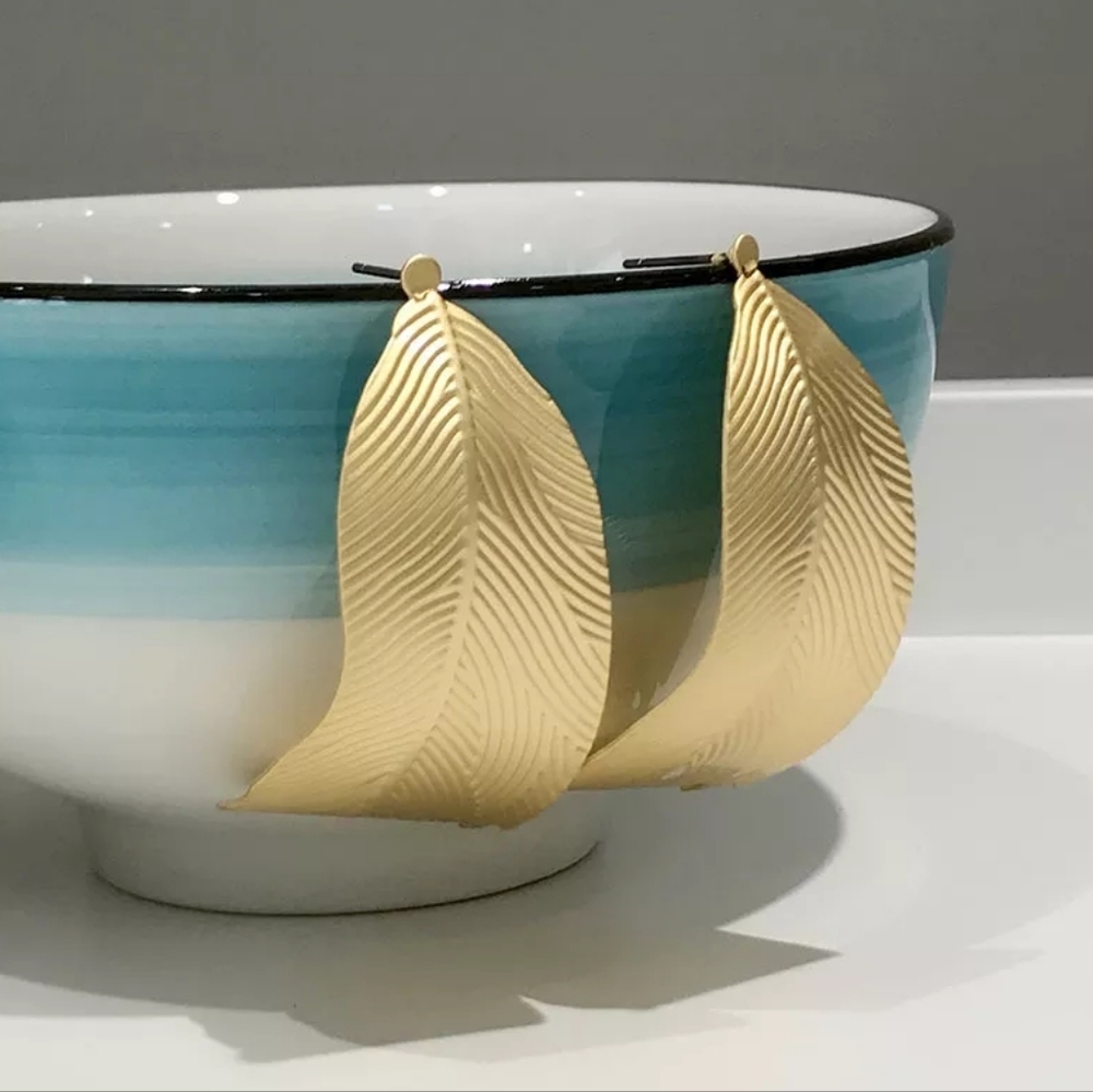 Gold Color Leaf Stud Fashion  Earrings